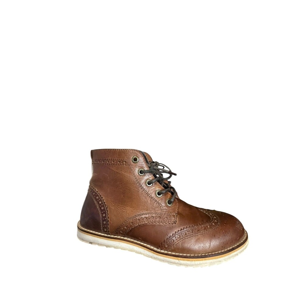 Crevo Men's Brown Deringer Boardwalk Wingtip Brogue Lace Up Boots Sz 10.5